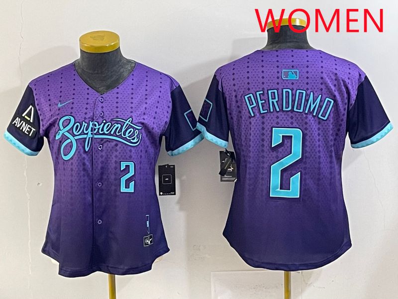 Women 2025 Arizona Diamondback #2 Perdomo Purple Joint Name Nike MLB Jersey style 5->women mlb jersey->Women Jersey